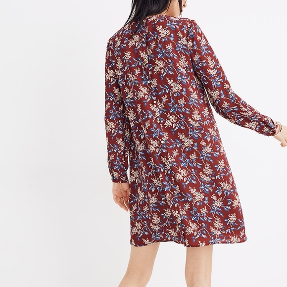 Madewell Button-Back printed flowy mini dress in Antique Flora Size XS - Picture 3 of 11